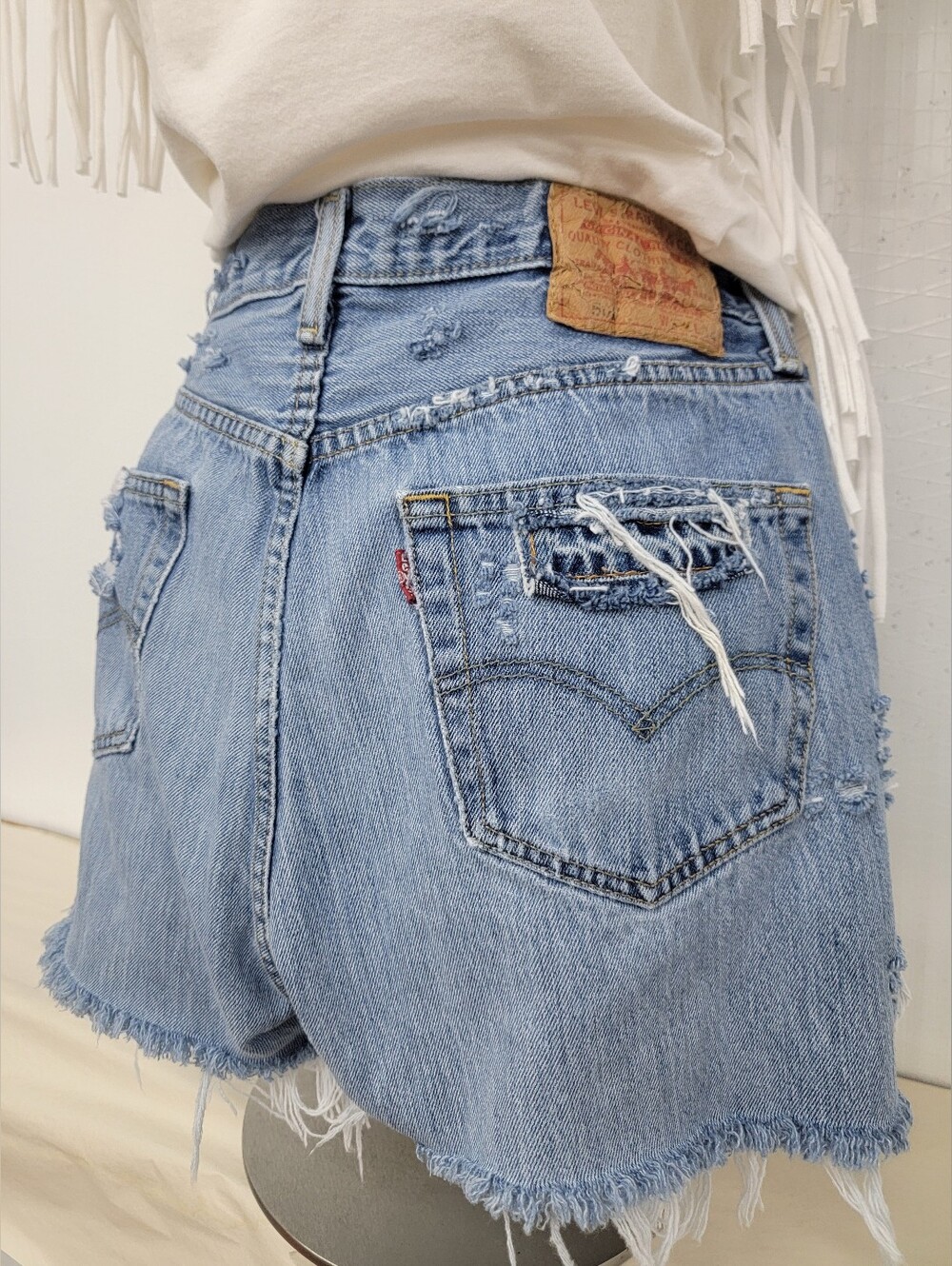 501 Levi's Button Fly Jean Shorts - Upcycled Boho Hippie